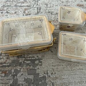 Temptations Ceramic Storage Set with Gold Holder